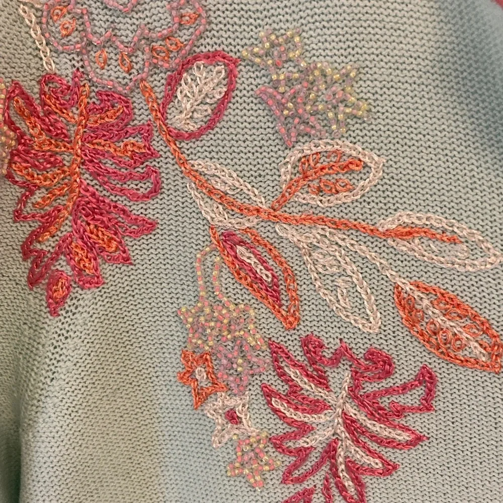 Sigrid Olsen Light Green Floral Embroidered Cardigan - Picture 3 of 10